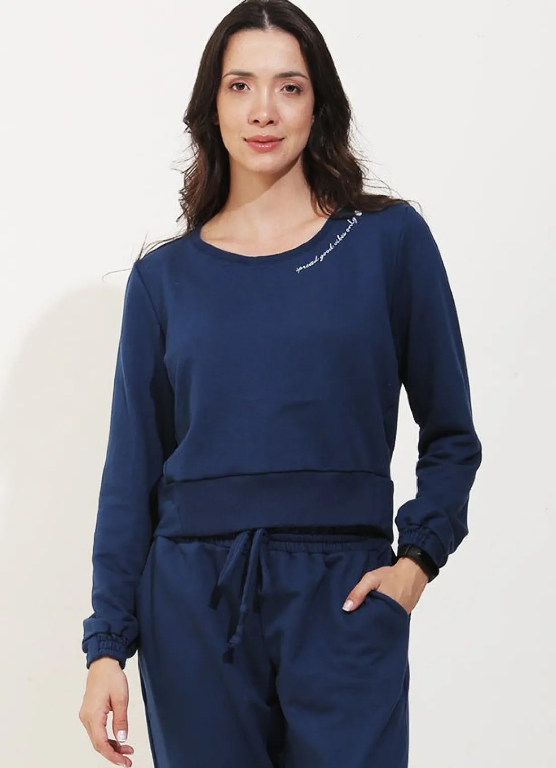 Dona Jo jackets & vests>Basic Sweatshirt Navy