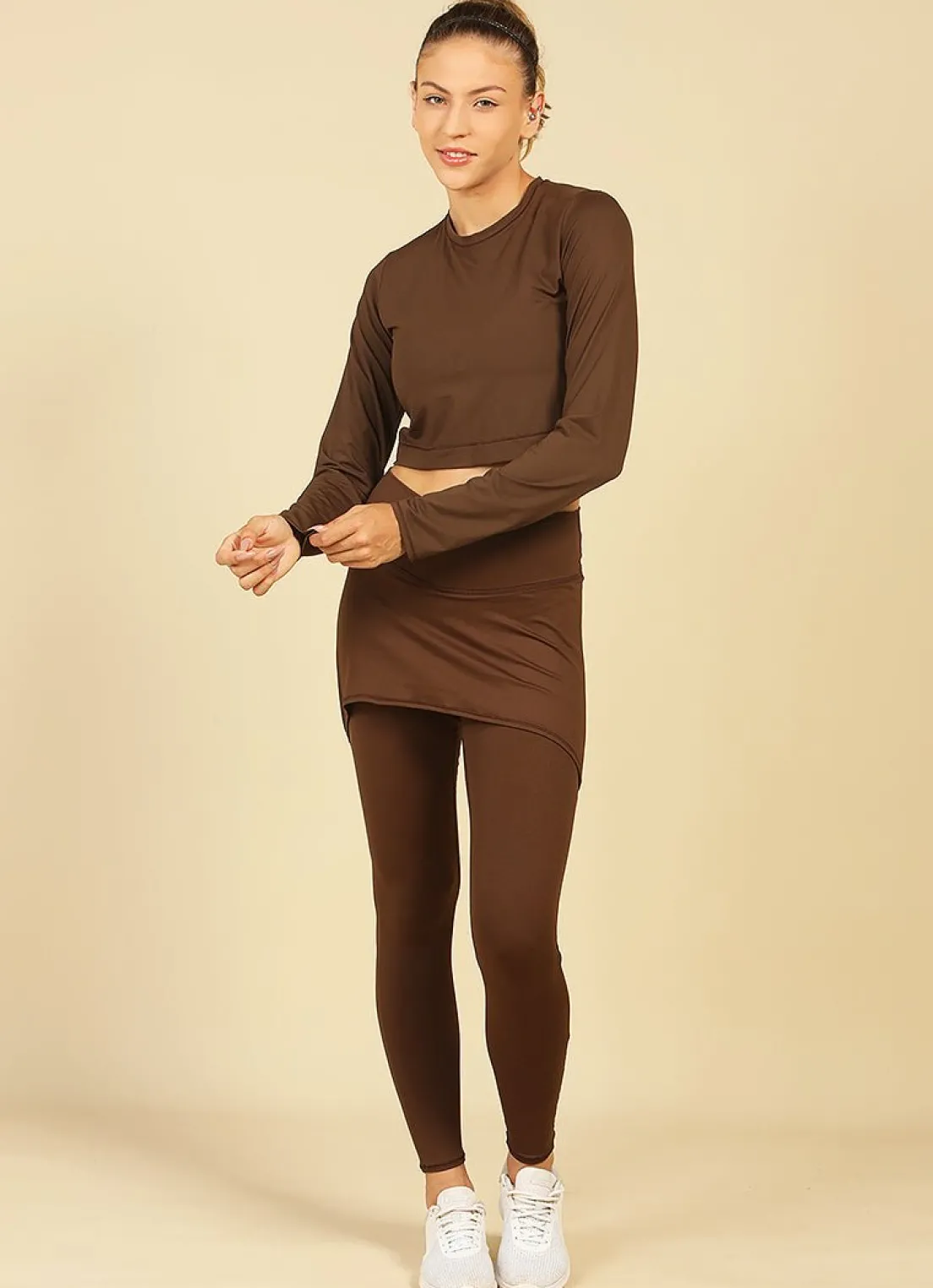 Dona Jo skirted leggings & capris|skirted leggings & capris>Comfort Skirted Legging Cafe Torrado