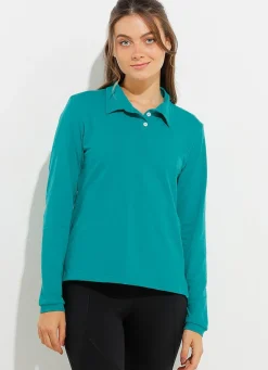 Dona Jo long sleeve shirts>Court LS Polo Green