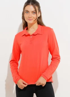 Dona Jo long sleeve shirts>Court LS Polo Orange