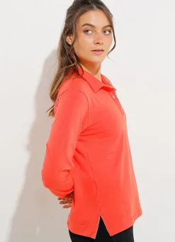 Dona Jo long sleeve shirts>Court LS Polo Orange