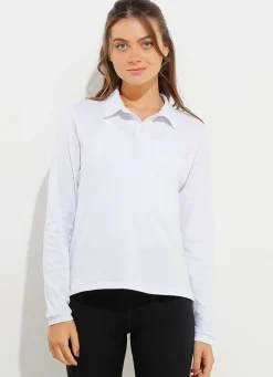 Dona Jo long sleeve shirts>Court LS Polo White