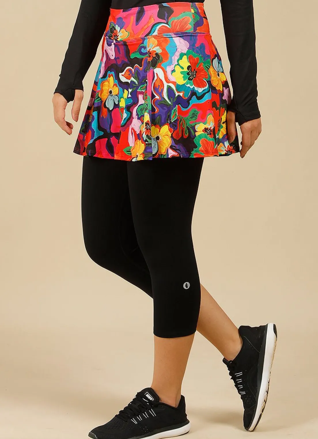Dona Jo skirted leggings & capris|skirted leggings & capris>Love Skirted Capri Amaryllis