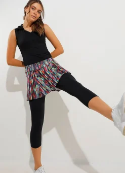 Dona Jo skirted leggings & capris|skirted leggings & capris>Love Skirted Capri Feathers