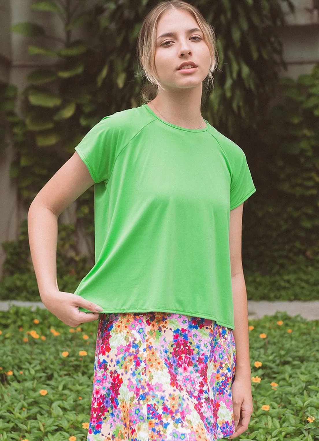 Dona Jo short sleeve shirts>Move T UPF 50+ Lemon Green