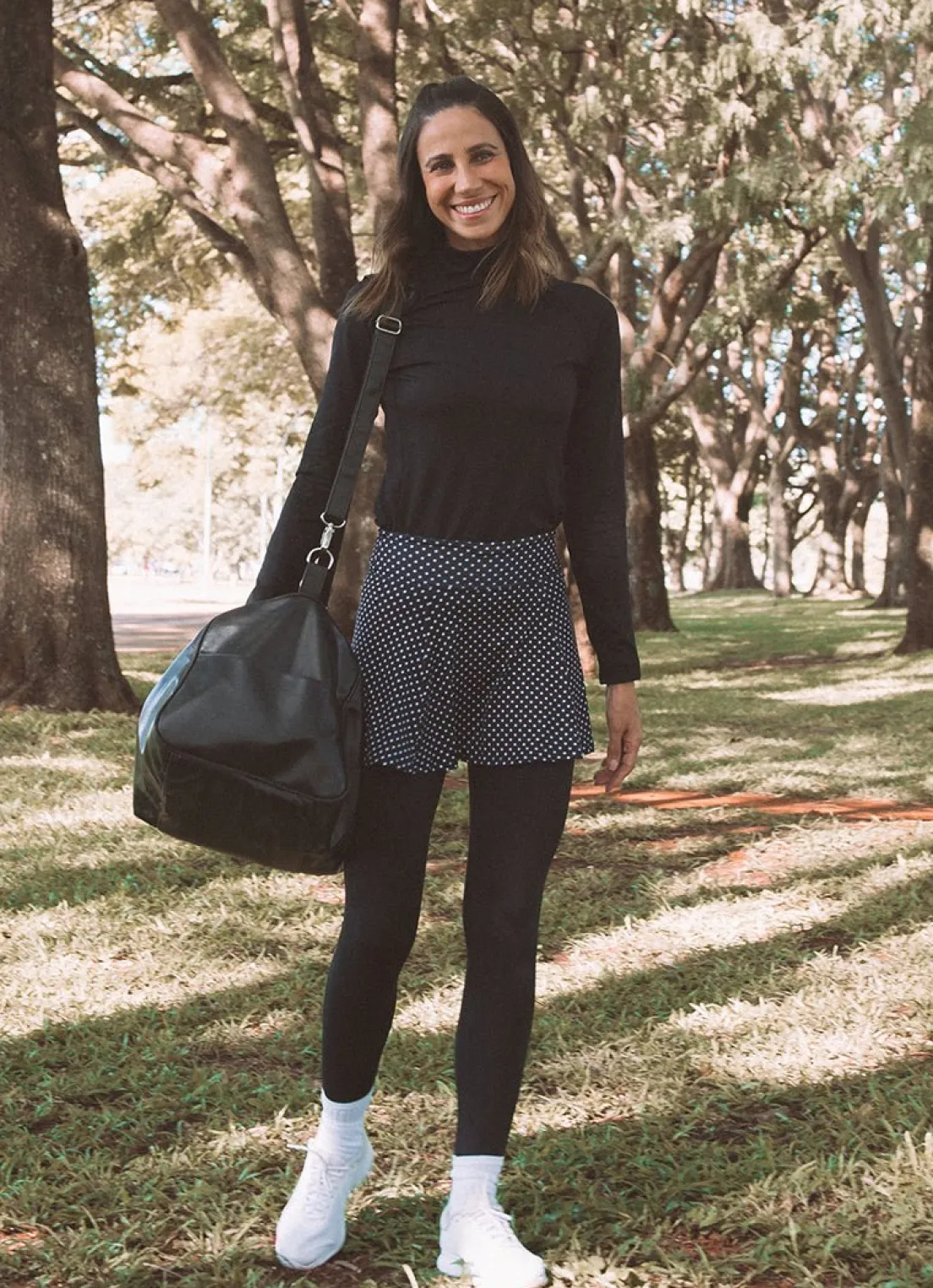 Dona Jo skirted leggings & capris|skirted leggings & capris>Skirted Legging Black Polka Dot/Blk