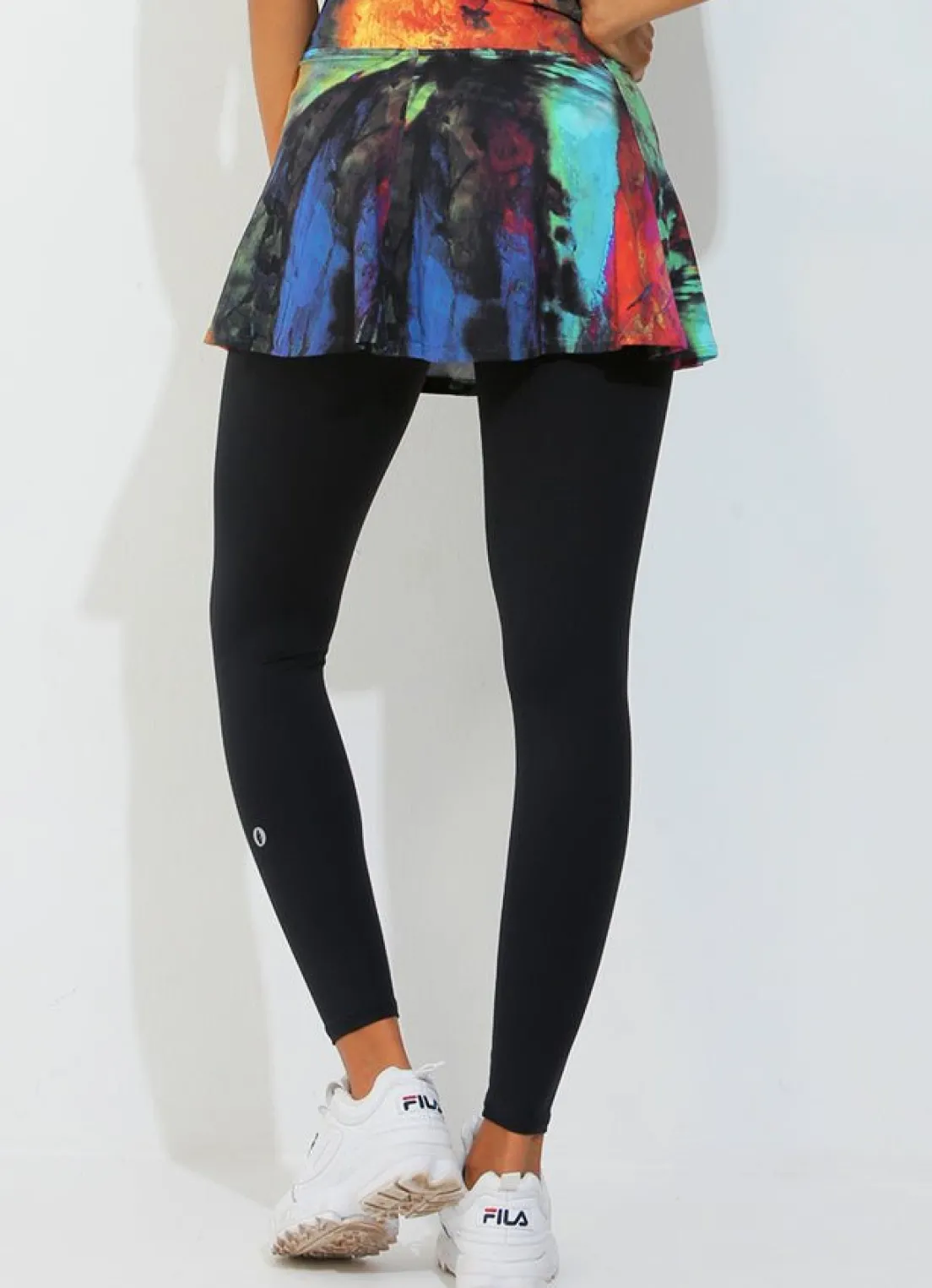 Dona Jo skirted leggings & capris|skirted leggings & capris>Skirted Legging Pied/Blk