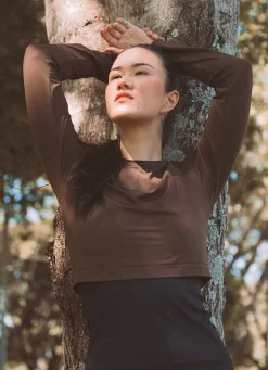 Dona Jo long sleeve shirts>UV Pro Cropped UPF 50+ Cafe Torrado