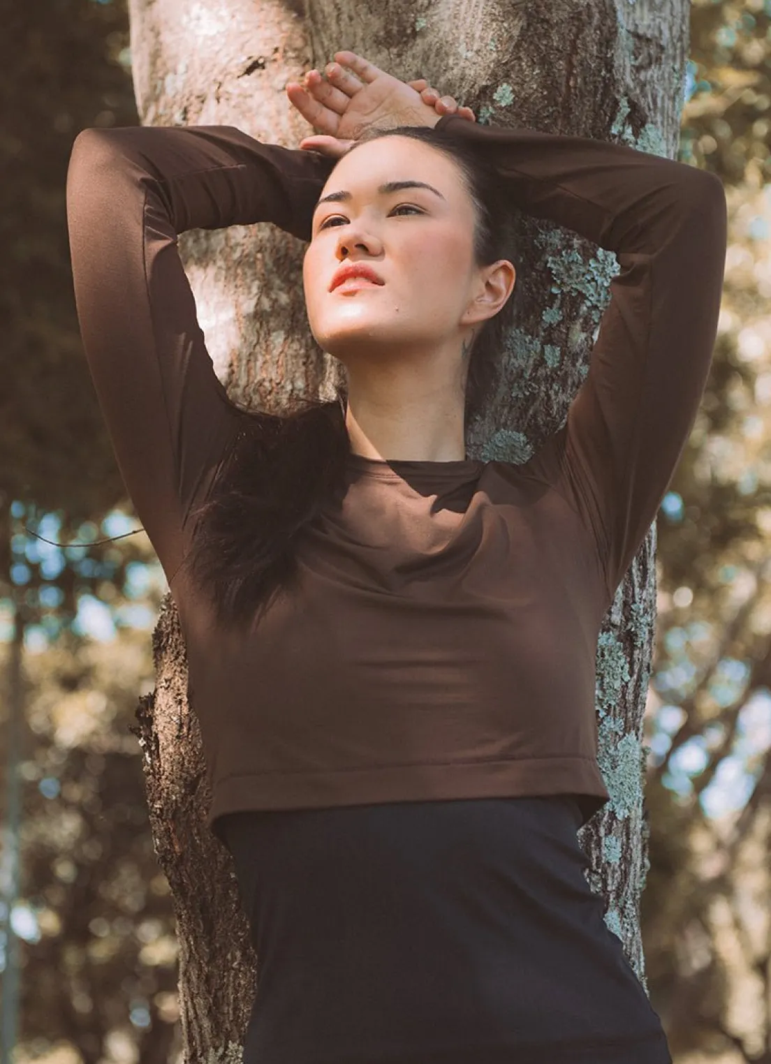 Dona Jo long sleeve shirts>UV Pro Cropped UPF 50+ Cafe Torrado