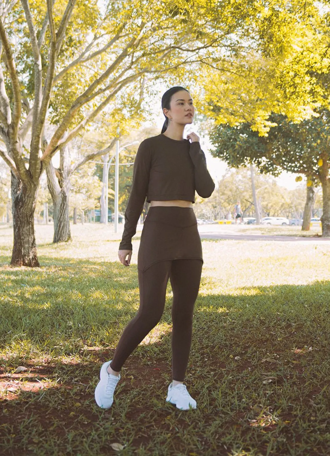 Dona Jo long sleeve shirts>UV Pro Cropped UPF 50+ Cafe Torrado