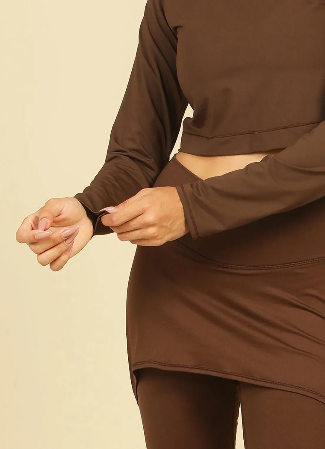 Dona Jo long sleeve shirts>UV Pro Cropped UPF 50+ Cafe Torrado