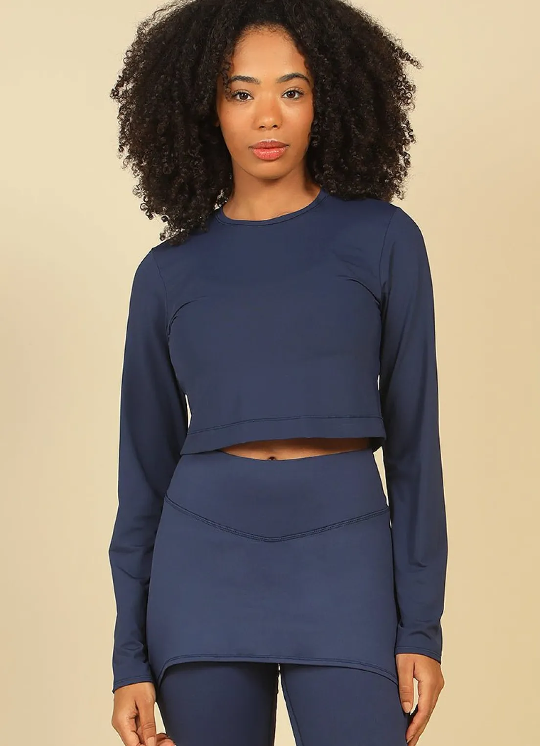 Dona Jo long sleeve shirts>UV Pro Cropped UPF 50+ Navy